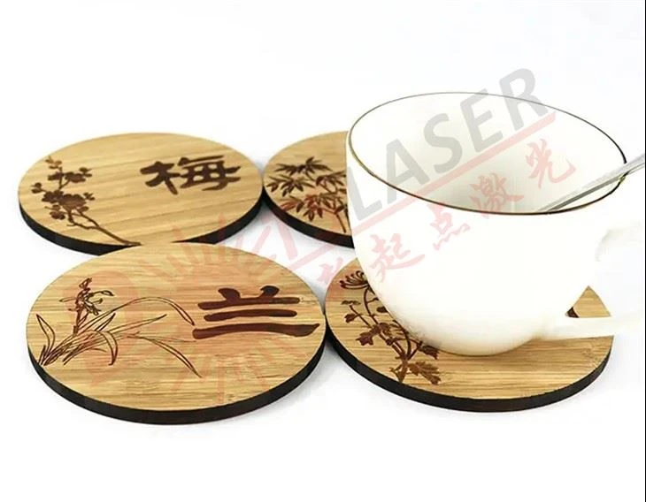 CO<sub>2</sub>ที่รองแก้วแกะสลักด้วยเลเซอร์ CO<sub>2</sub> Laser Engraving Coasters